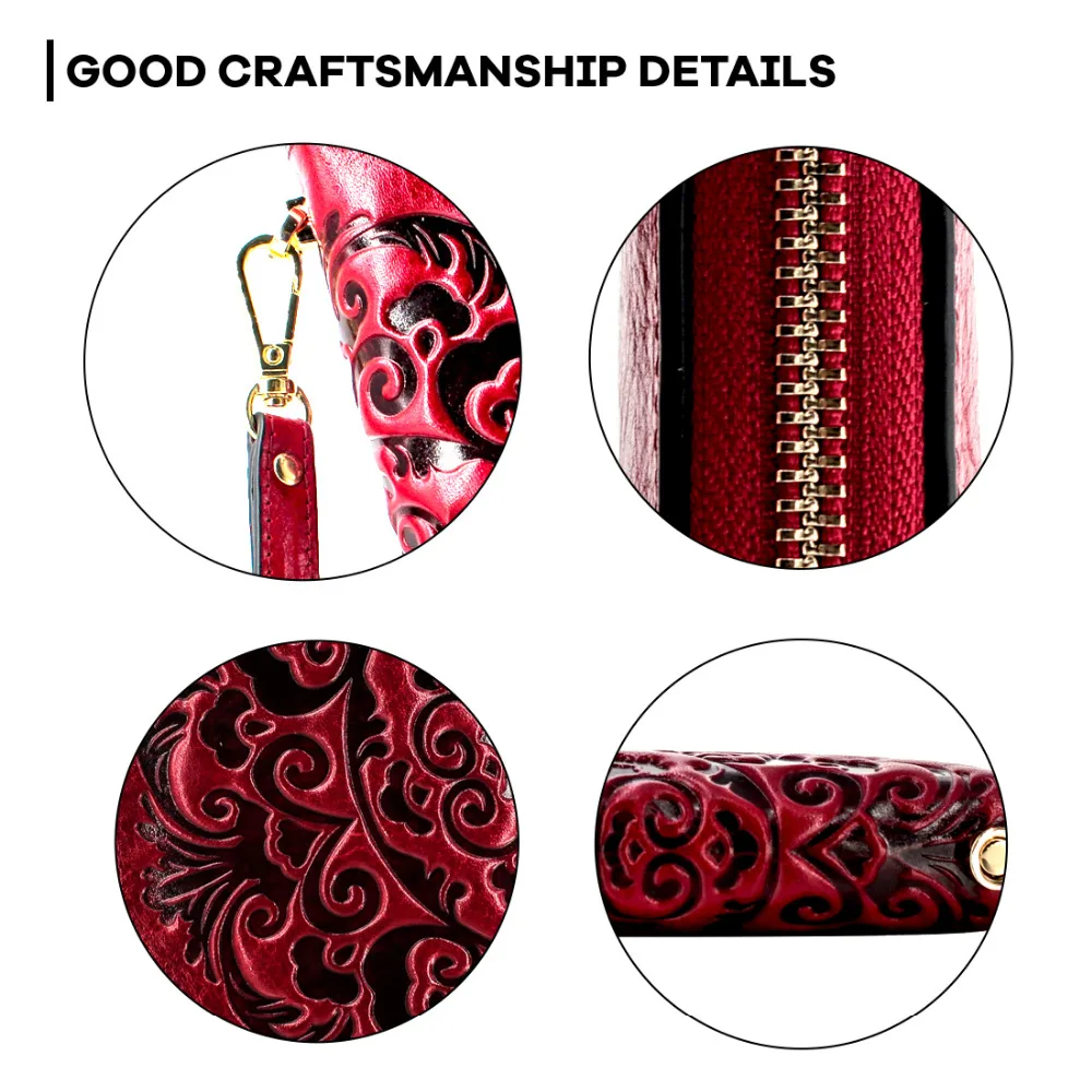 Genuine Italian wallet purses clutches all bags European and American style embossed tassel zipper multi-card position | Багаж и сумки