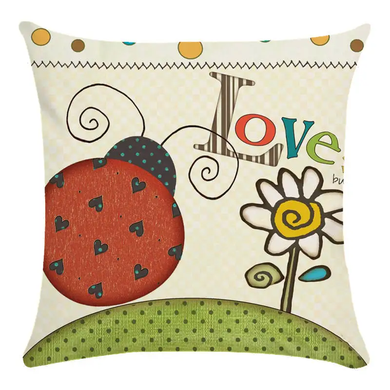 Наволочка с рисунком животного крокодила кота овечки льва жука обезьяны 45*45 см