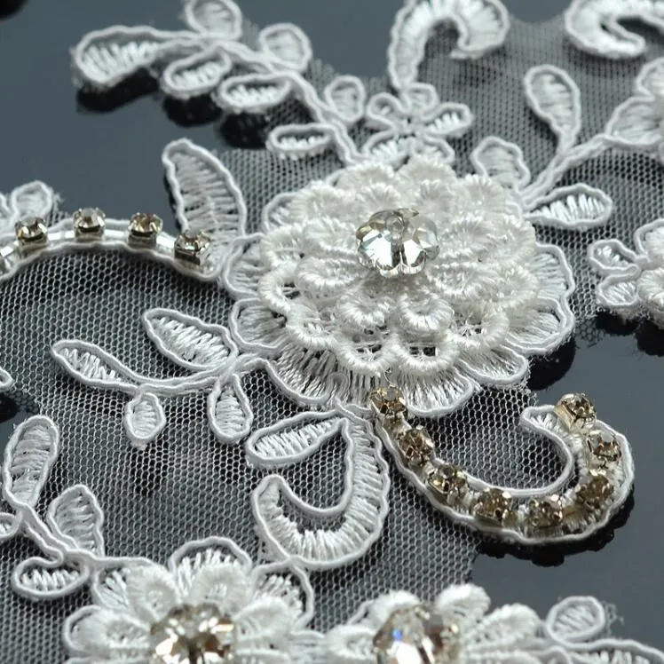 1 шт. Свадебное кружево ручной работы с кристаллами|lace motifs|lace appliquediy lace |