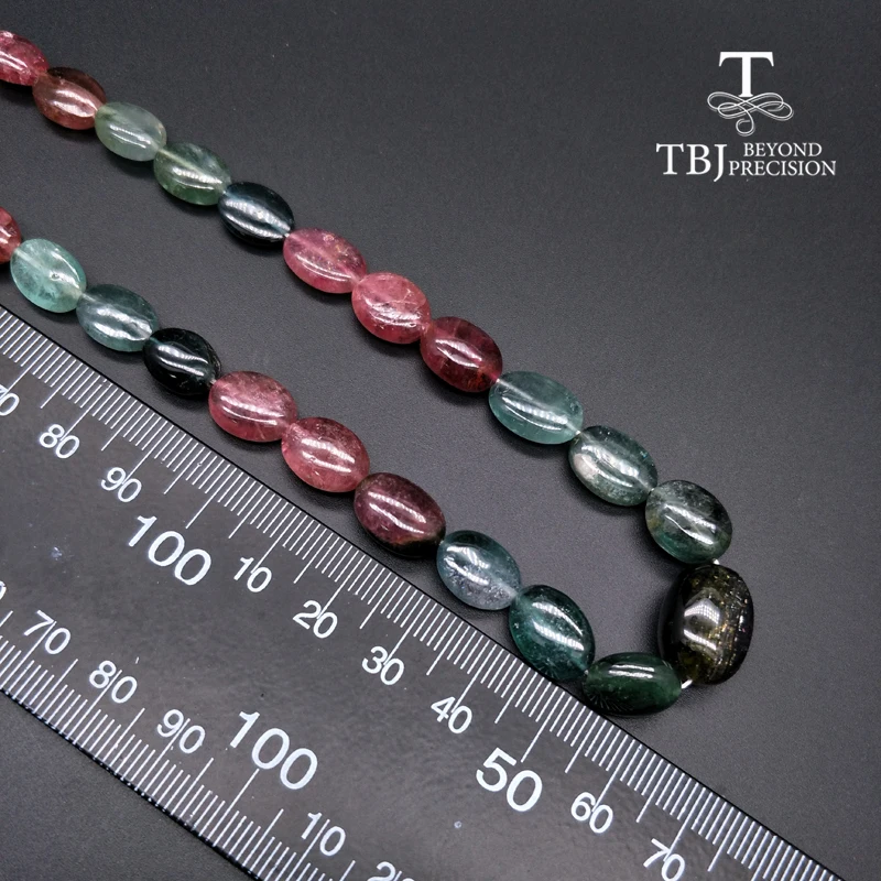 TBJ, натуральный необычный цвет турмалин ожерелье из бусин с драгоценными камнями с 925 серебряной застежкой, 200.7ct Роскошный большой размер ожерелье n