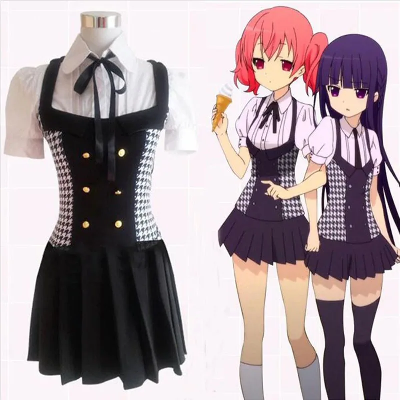 

New Inu x Boku SS Shirakiin Ririchiyo / Roromiya Karuta Dress Cosplay Costume Inu x Boku Secret Service Full Set School Uniform
