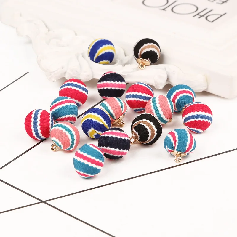 10 шт./лот черный темно синий красный в полоску покрытые тканью Бусины Подвески