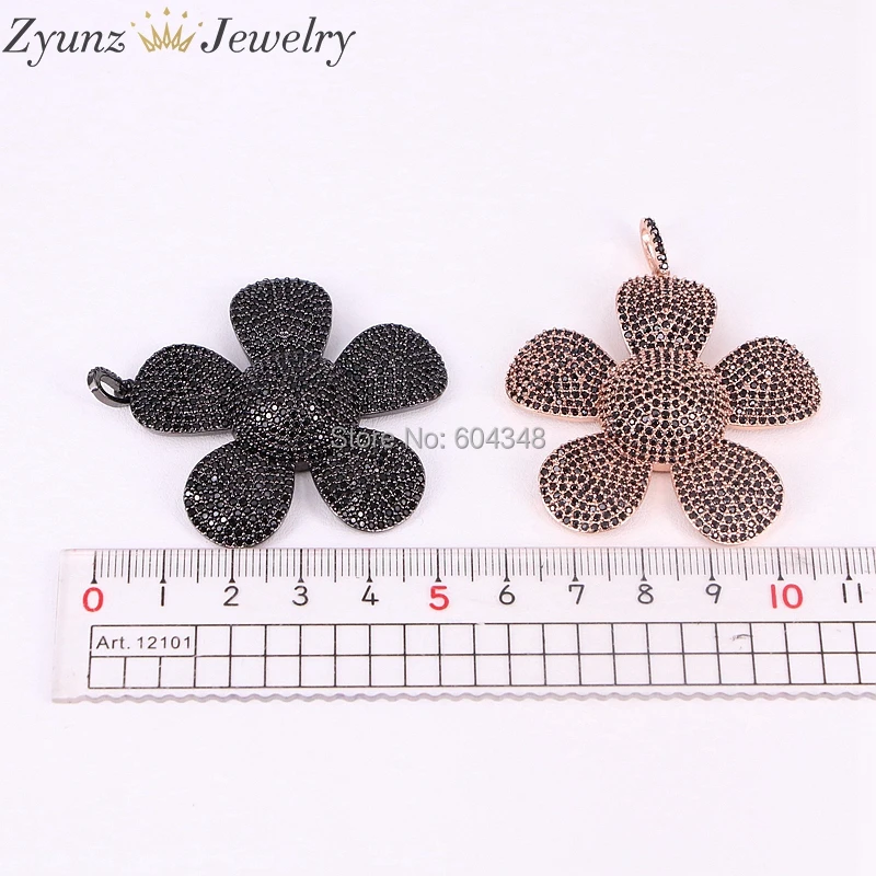 

3 Strands Zyunz Micro Pave CZ Flower Pendants Gold Black Gold Winter Fashion Necklaces For Women