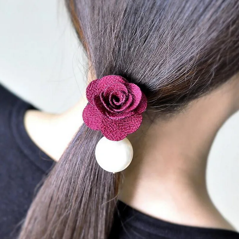 12PCS New Korean Fashion Imitated Pearl Rose Flower Hair Accessories For Women Girls Handmade Hairbands | Украшения и аксессуары