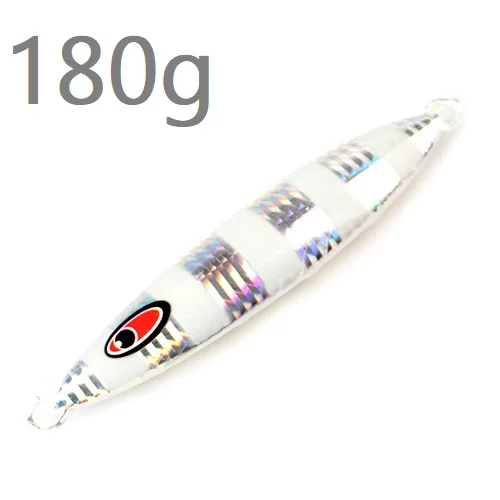 180g-004 3D eyes 1 шт. 80 г-250 г Лазерная задняя светящаяся металлическая приманка-джиг, ложка, нож с блестками, искусственная жесткая приманка для морской рыбалки - Цвет: 180g-004