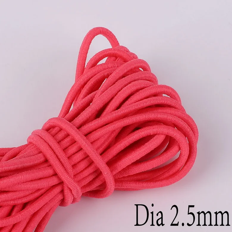 Peach Red 5 метров, ширина 2,5 мм, яркий высококачественный круглый эластичный Канатный шнур, эластичная лента, сделай сам, аксессуары для шитья ювелирных изделий - Цвет: Peach Red