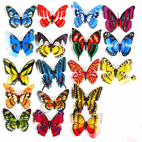 Бесплатная доставка 40 шт. двухслойные Искусственные бабочки для украшения