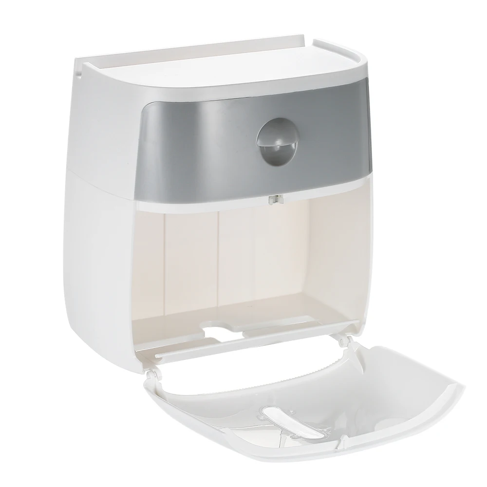 ecoco Wall-Mounted Bathroom Tissue Dispenser Tissue Box for Multifold Paper Towels Tissue Storage Box with Drawer Phone Holder