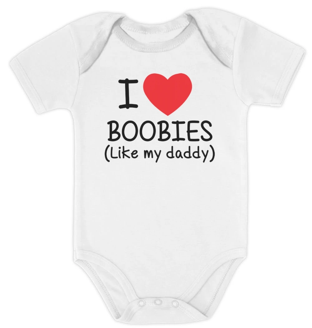 Детские ползунки с надписью I Love Boobies Повседневный детский цельнокроеный милый
