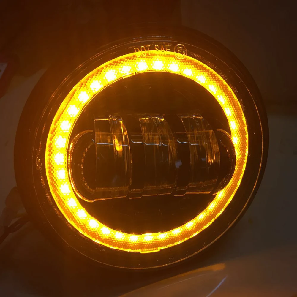 Упаковка из 2) 4,5 светодиодный LED противотуманные огни с Красный демон средства ухода для век/Белый DRL/Янтарный поворотов Halo мотоцикла