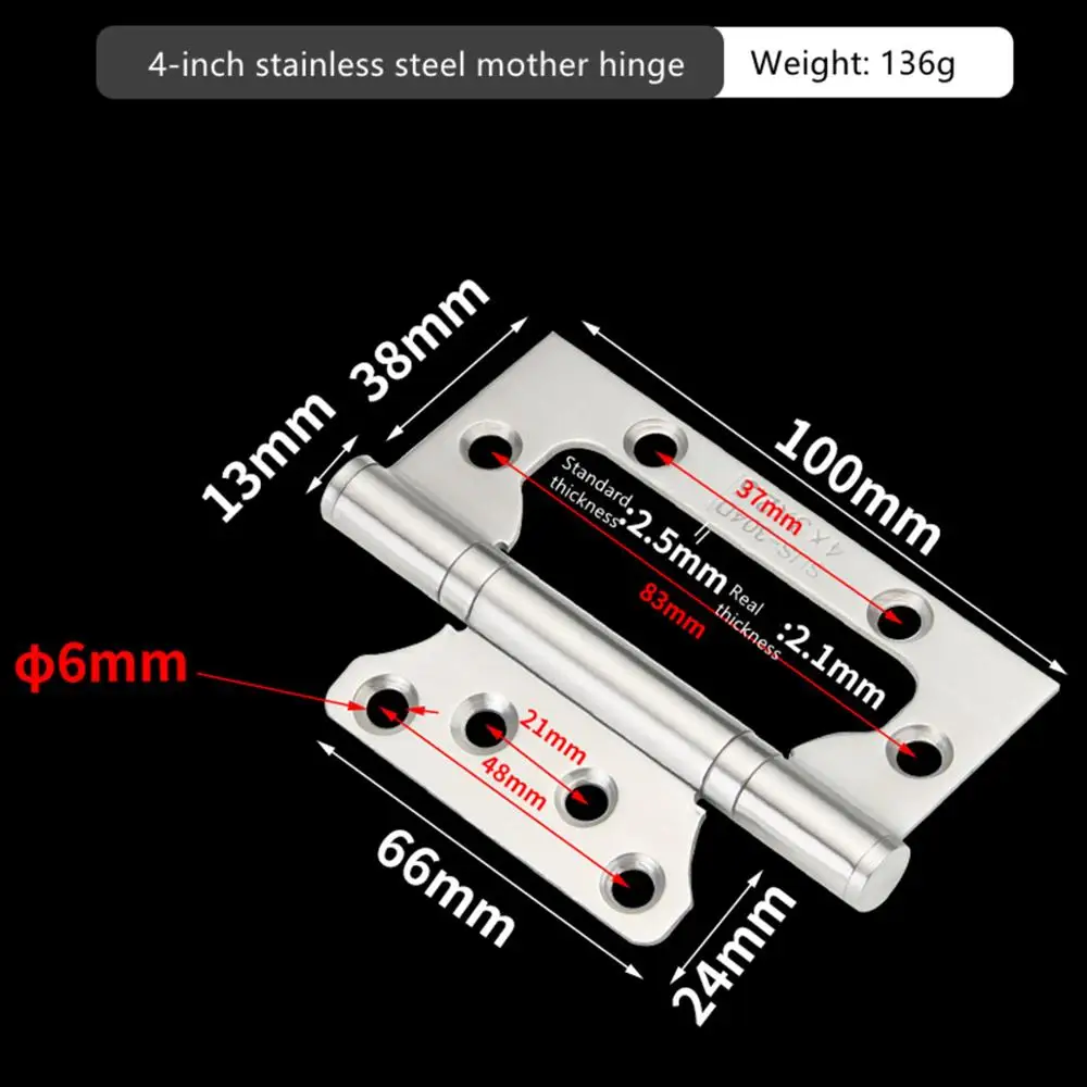 4 inches 2.5 thick Нержавеющая сталь свекровь немой подшипник 4 дюймов 5 дюймов дверь деревянная дверь свободный щелевой шарнир складной шарнир - Цвет: 4 inches 2.5 thick