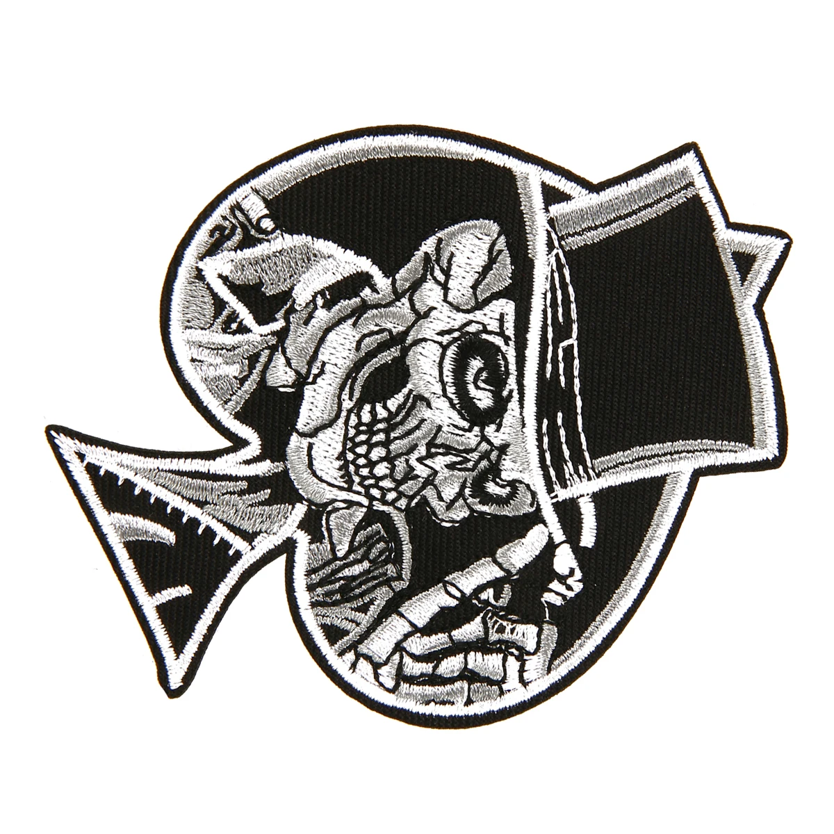 Стильная нашивка в виде сердца черепа Аппликации вышитая для пришивания утюгом