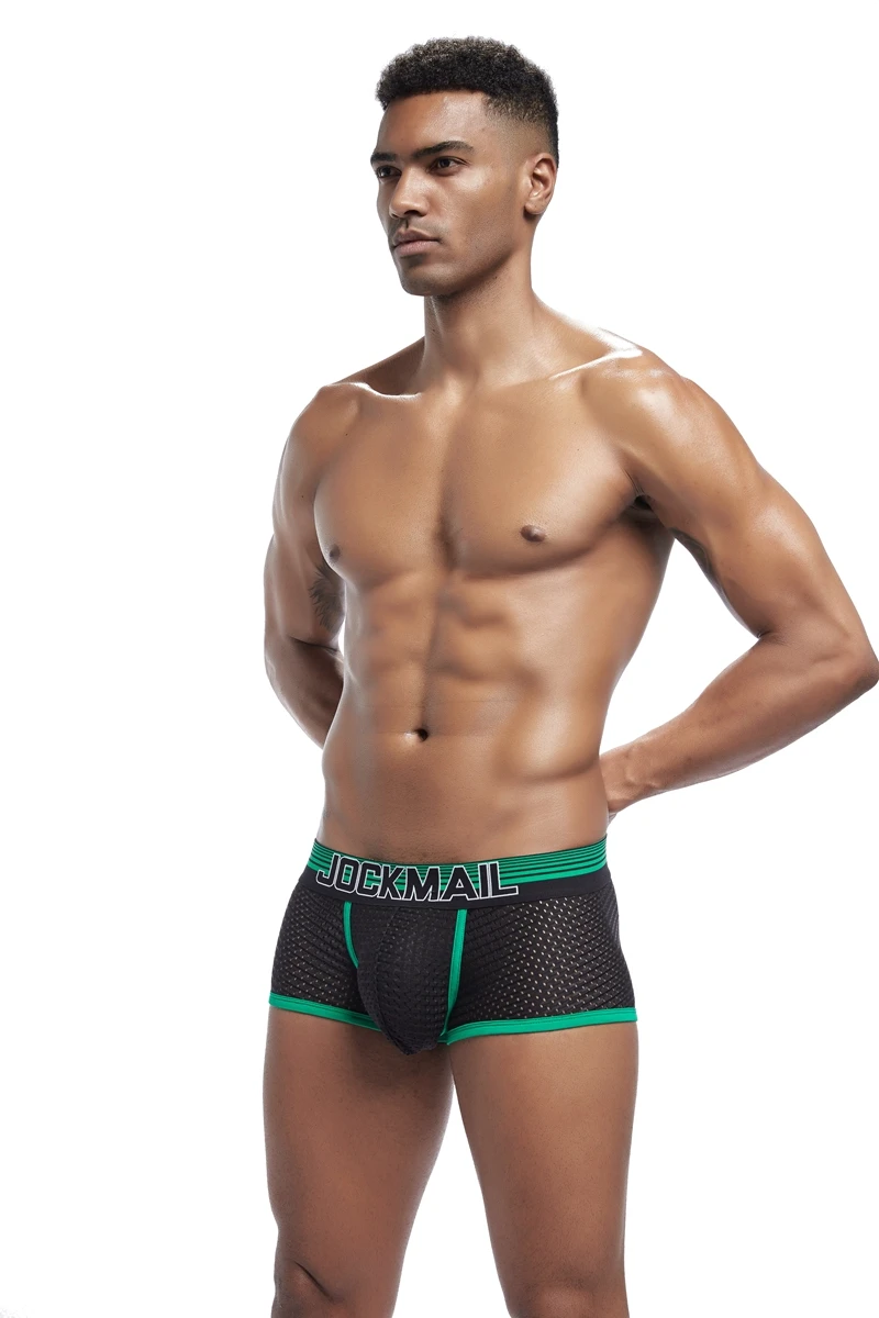 JOCKMAIL, новинка, нижнее белье для мужчин, боксеры, сетка, u-образный мешочек, сексуальные подштанники, Cueca, нейлоновые трусы, боксерские шорты для геев, мужские трусы
