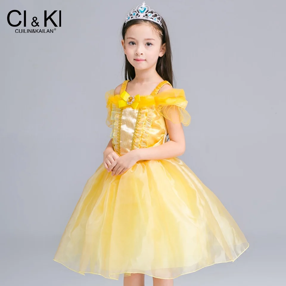CuilinKailan dress Cosplay Costume Custom Kids Princess Sequined Cotton Baby Girls Vestidos Children christmas moana elsa | Детская
