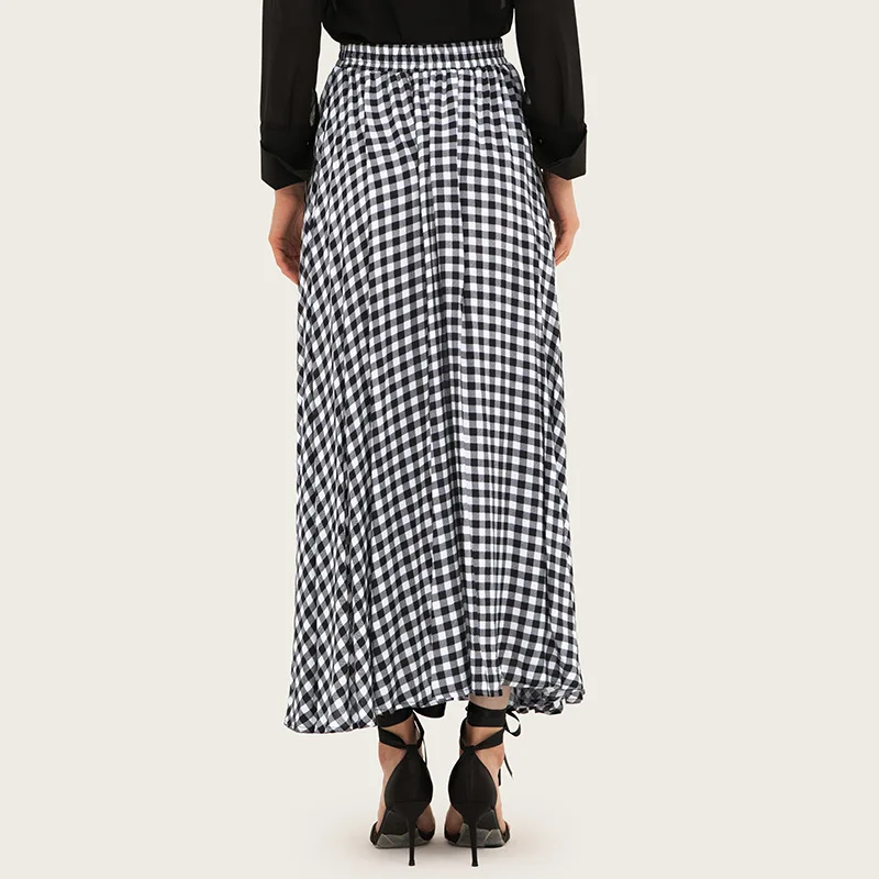 Клетчатая Женская юбка 2019 Лето Осень Новая мода с высокой талией ампир A Line Swagger