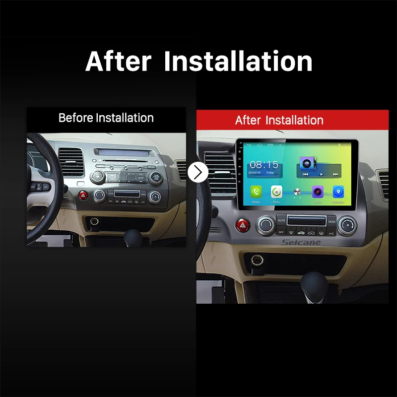 Автомобильная Мультимедийная система Seicane 10 1 дюйма Android 6 0 Bluetooth Wi Fi GPS для Honda Civic