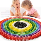 480Pcsset Rainbow Wooden Domino Toys Children Sort Wood Building Blocks Kits Dominoes Game Educational Toy For Adult Kids Gift