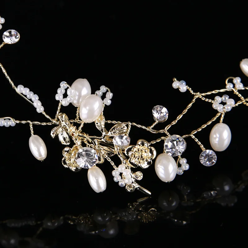 В стиле барокко украшения для волос со стразами и жемчугом Свадебные