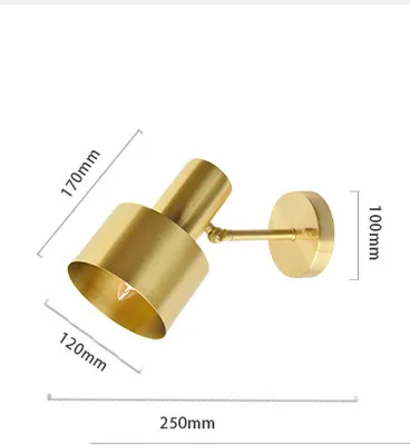 Minimalist copper brass wall light lamp LED bedside toilet bathroom reading wall light LED sconce modern simple gold wall light - Цвет абажура: B