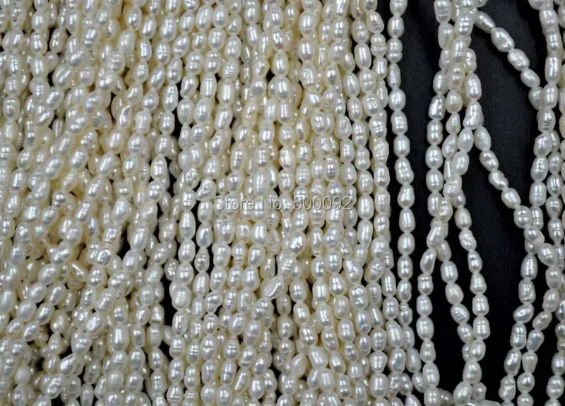 Оптовая продажа 10 нитей 3 мм Белый Пресноводный Культивированный Жемчуг |