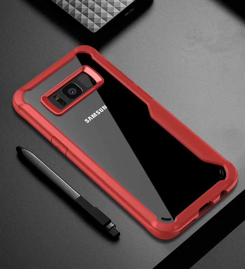 Red Для samsung A5 A6 A7 A8 A9 S8 S9 S10 рlus Lite прозрачный противоударный мягкий силиконовый прозрачный чехол для samsung Note 8 9 S7 край - Цвет: Red