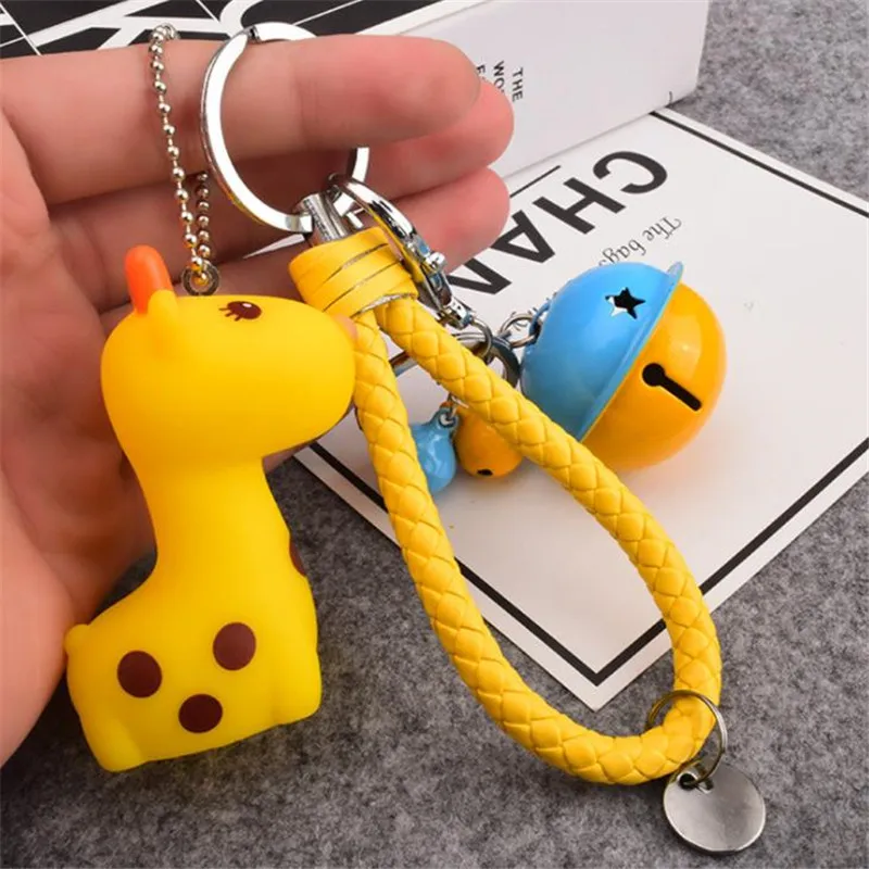 Creative cartoon cute giraffe keychain pendant plush toys ladies car bag Christmas birthday gift 7.5 cm high | Игрушки и хобби