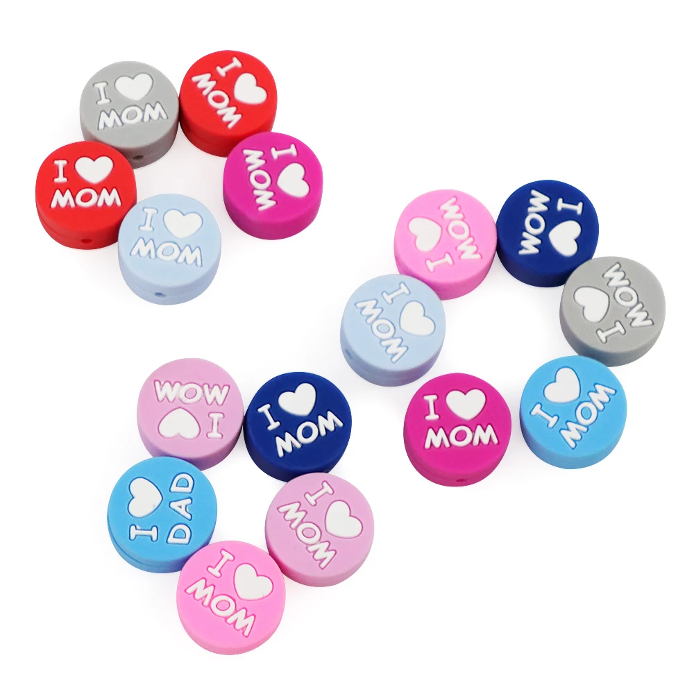 TYRY.Hu 3 шт./лот пищевой силикон I Love Mom And Dad силиконовые бусины для прорезывания