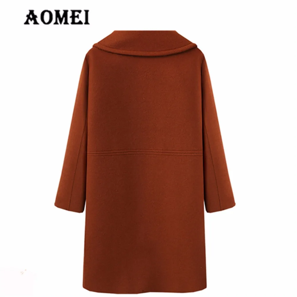 Women Winter Wool Coat Long Sleeve Casual Woolen Cape Tops Double Breasted Outerwear Clothing Workwear for Office Ladies | Женская