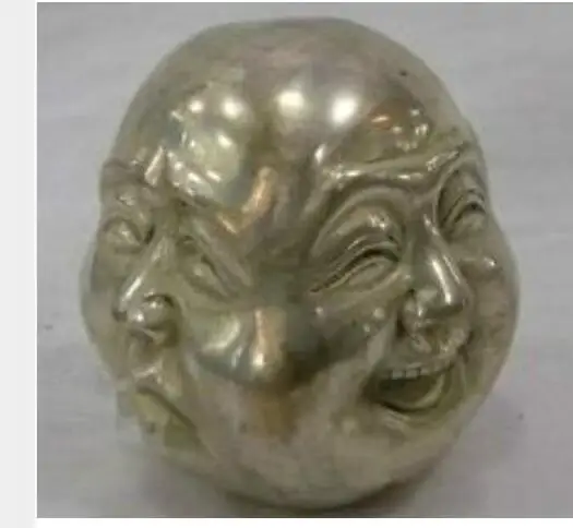 Металлические поделки тибетское серебро 4 лица голова Будды статуя серебряное