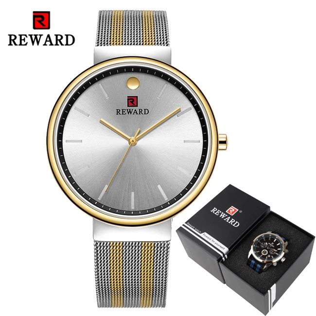 Silver-Gold with Box Мужские часы Топ бренд класса люкс ультра-тонкие кварцевые часы мужские Reloj простые водонепроницаемые Серебряные наручные часы для мужчин Relogio Masculino - Цвет: Silver-Gold with Box