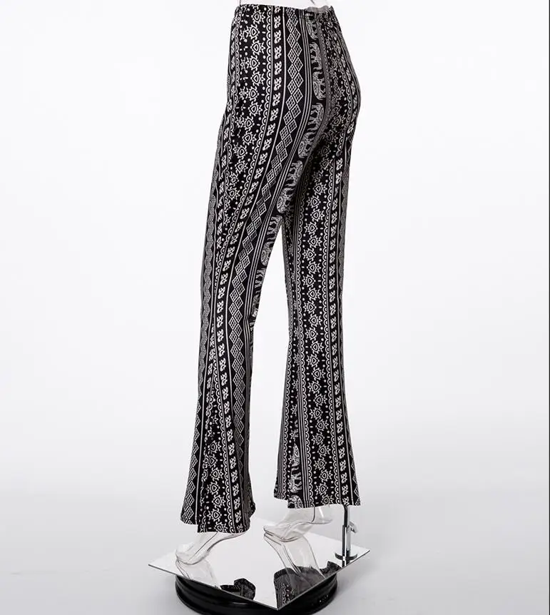 Boho расклешенные брюки для женщин богемные Модные свободные длинные штаны с