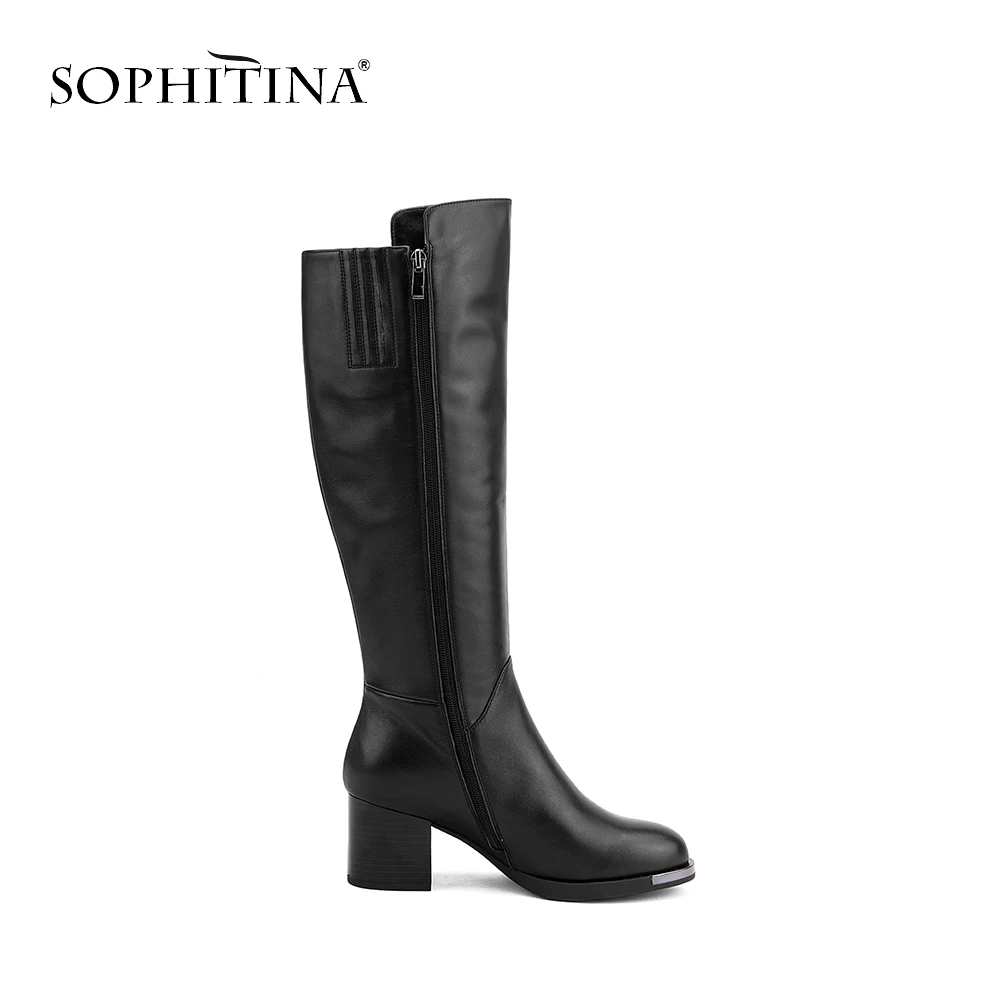 Женские сапоги с круглым носком SOPHITINA брендовые Элегантные короткие плюшевые из
