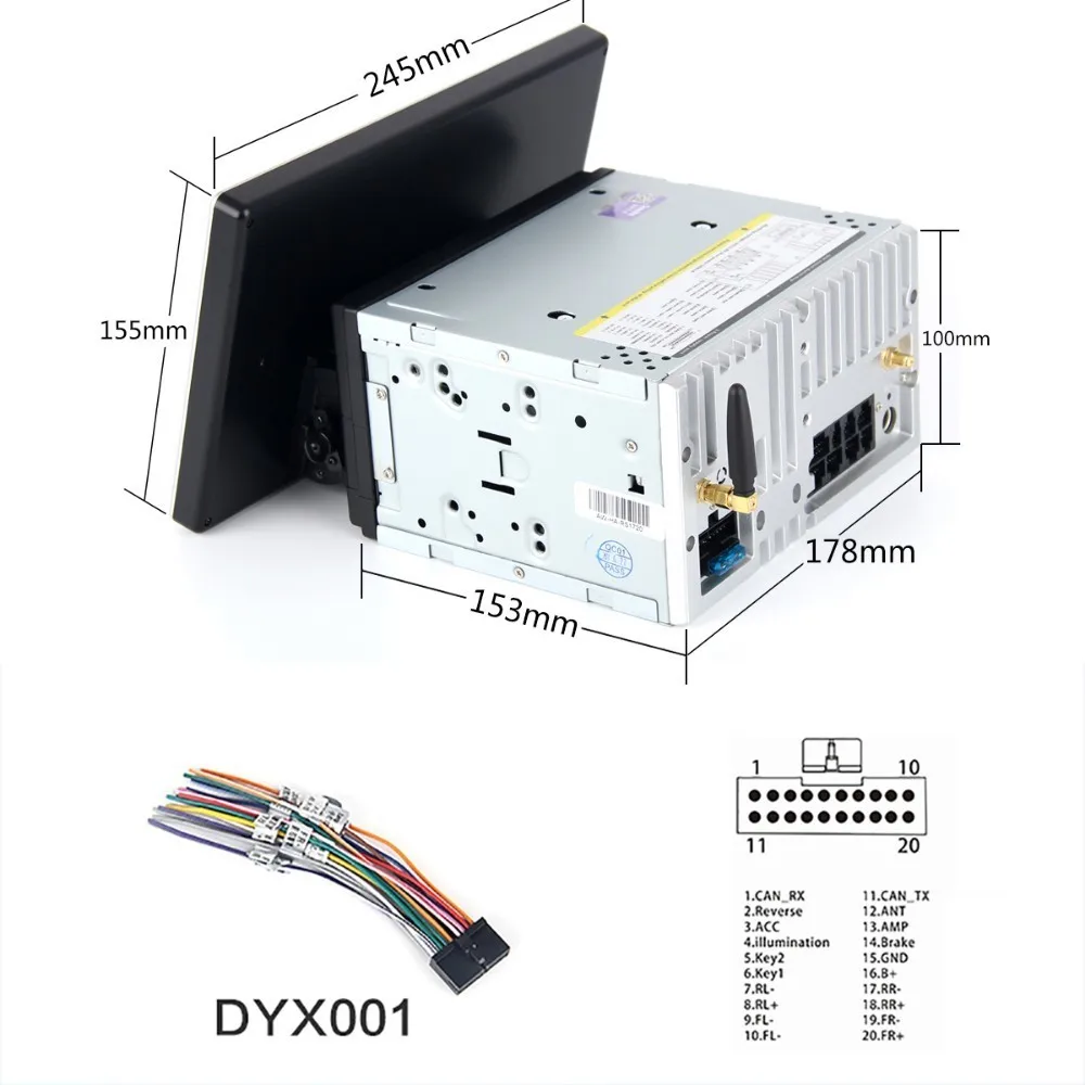 2 Din DYX001 cable 10," ips Android 9,0 Автомобильный gps радио плеер 2 двойной один 1 Din универсальный авто стерео Мультимедиа для Toyota Nissan Honda ISO - Цвет: 2 Din DYX001 cable