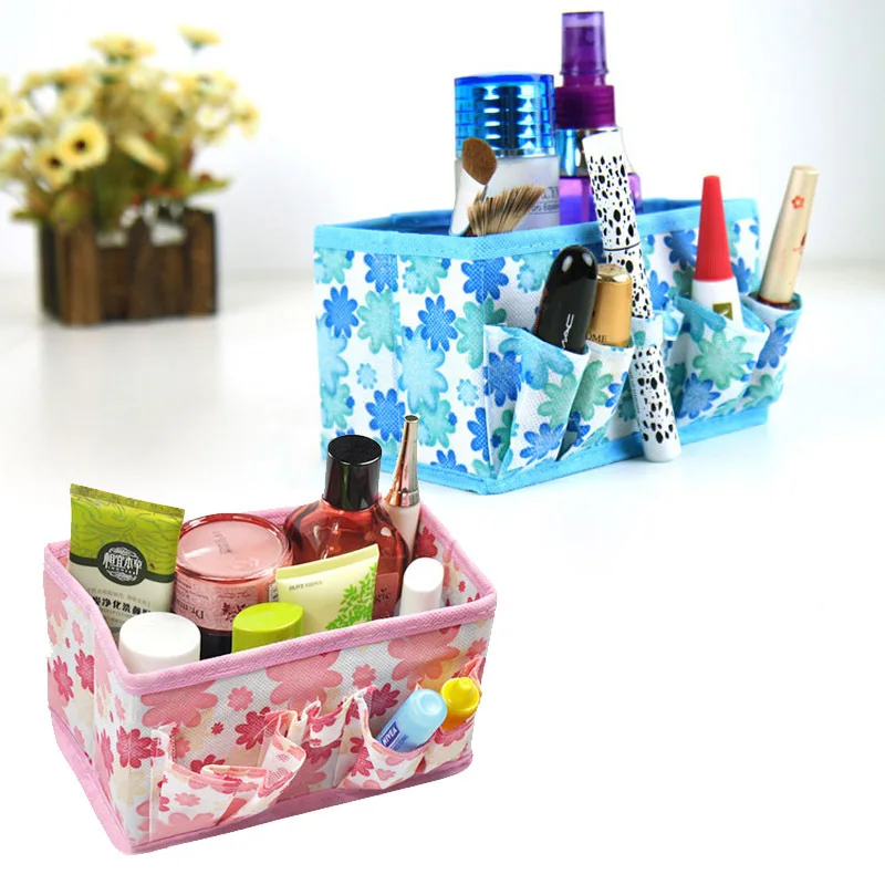 Контейнер сумка чехол складные макияж для косметических хранения розовый синий