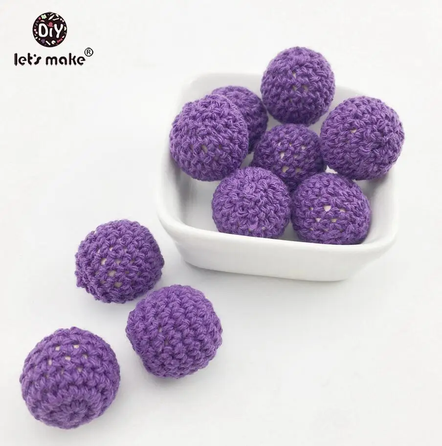 15 Let's make 20 мм круглые вязаные крючком бусины 5 шт. DIY Уход ожерелье аксессуары BPA бесплатно Деревянный Прорезыватель для зубов детский Прорезыватель - Цвет: 15