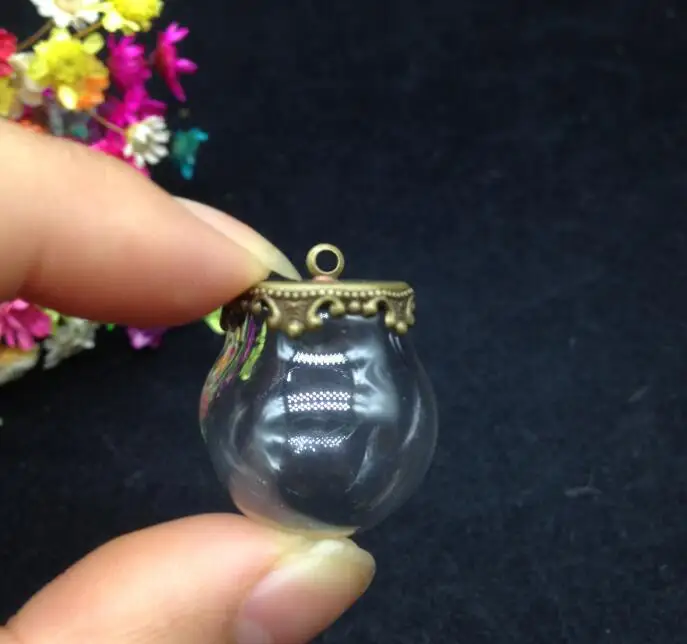 

50pcss/lot 20*15mm glass globe antique bronze crown base cap glass vial pendant glass bottle cover dome glass necklace pendants