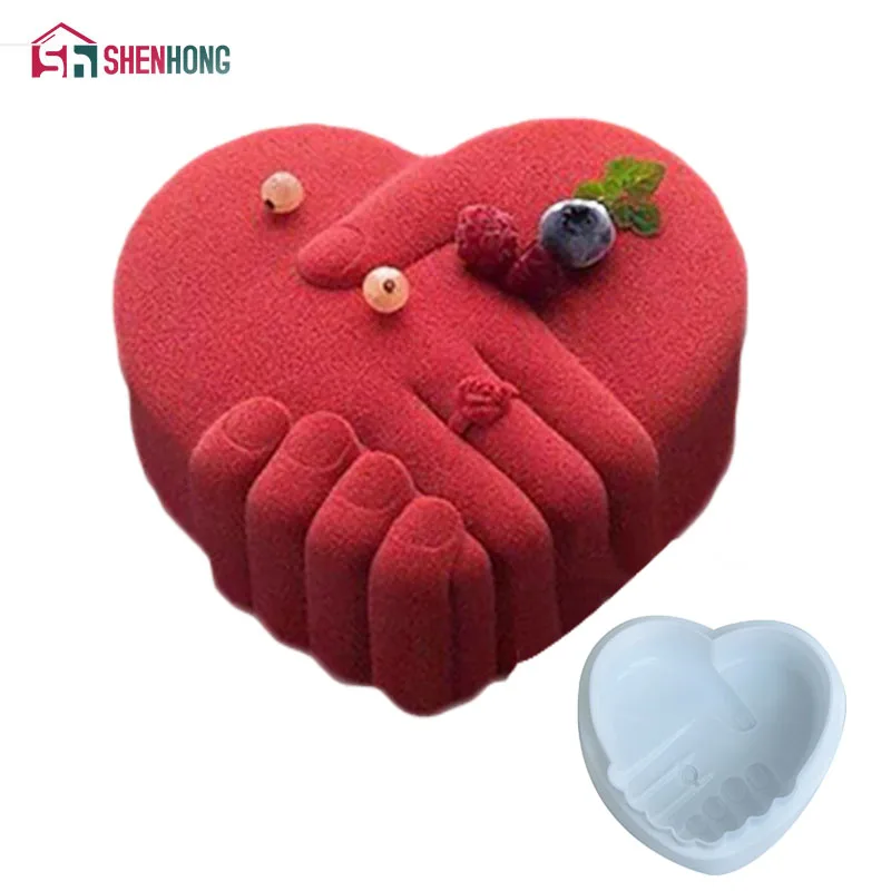 SHENHONG, рука в руку, сердце, силиконовая форма для торта, любовь, 3D, кекс, желе, пудинг, печенье, Маффин, форма, сделай сам, дизайн, Moule, инструменты для выпечки