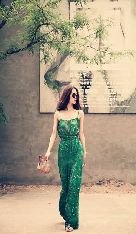 Лето 2016 шифон женские комбинезоны пляжная одежда боди широкие брюки длинные