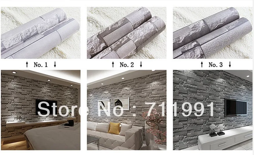 Бесплатная доставка стерео обои из ПВХ с имитацией кирпича узором фоновые для