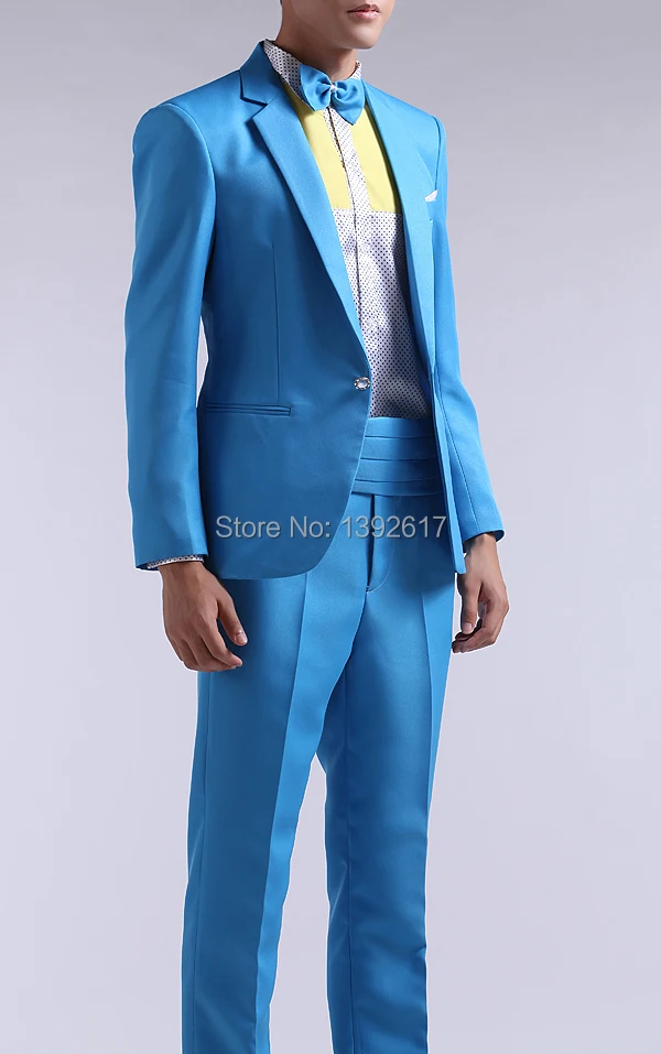 Free ship mens green/blue/yellow tuxedo suit jacket with pants not include shirt | Мужская одежда