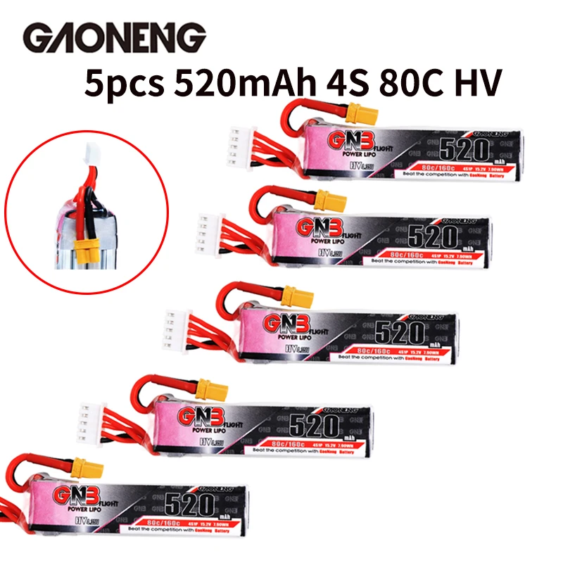 Аккумулятор Gaoneng GNB 520 мАч 4S 15 2 в 80C/160C HV Lipo с разъемом XT30 для Betafpv Beta85X Whoop FPV Drone RC