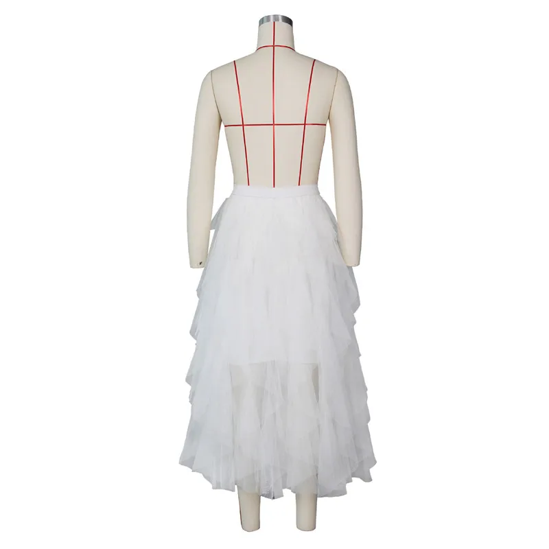 HITOM PRINCESS Fashion Tutu Tulle Skirt Women Long Maxi Skirt Summer High Waist Pleated Skirts Female Jupe Saias