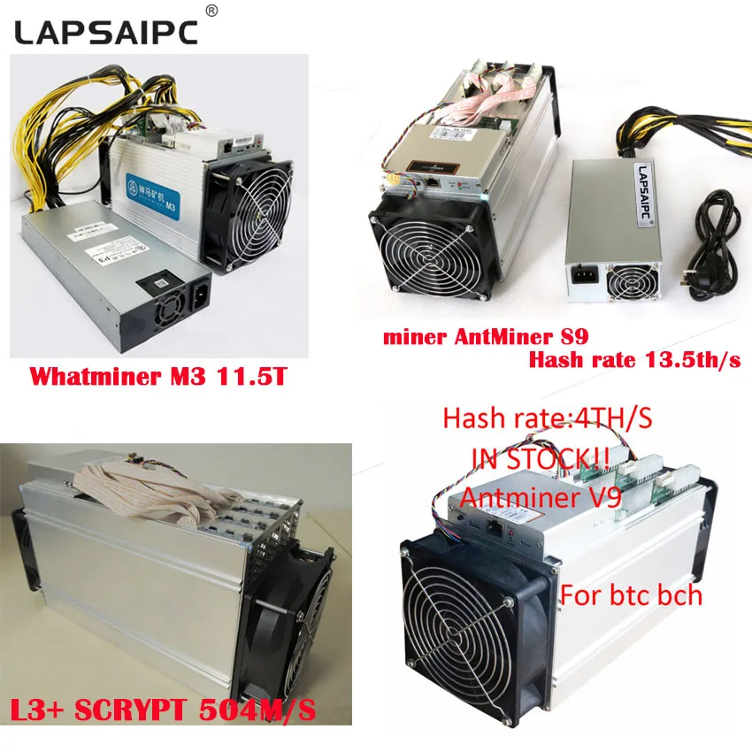 В наличии! AntMiner S9 S7 S5 L3 E9 T9 V9 4 T/S Биткоин Asic буровая установка для майнинга новейший