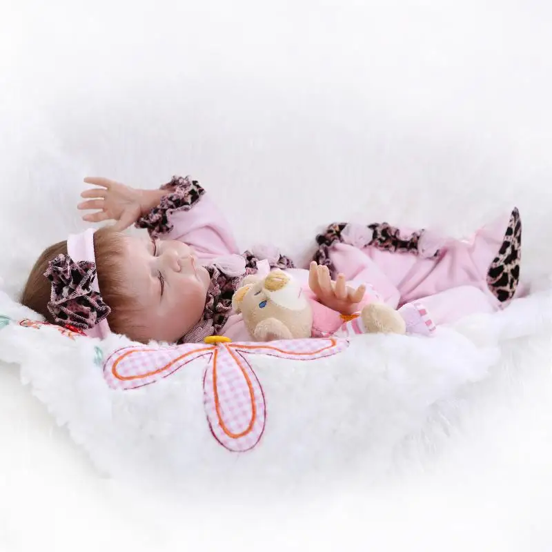 New 55cm Silicone Reborn Baby Dolls Sleeping Babies Lifelike Real Vinyl Belly Girls Bebe Alive Brinquedos Bonecas | Игрушки и хобби