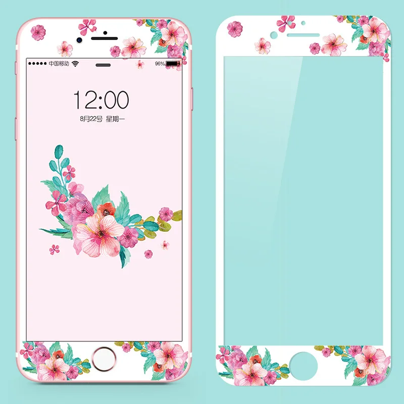 Закаленное стекло для защиты экрана iPhone 6s Plus 6 7 8 с изображением цветов изогнутыми