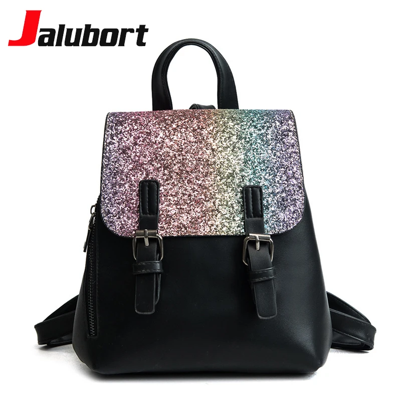 Jalubort женский блёстки из искусственной кожи Рюкзаки Мода 2018 г. для женщин Дорожные