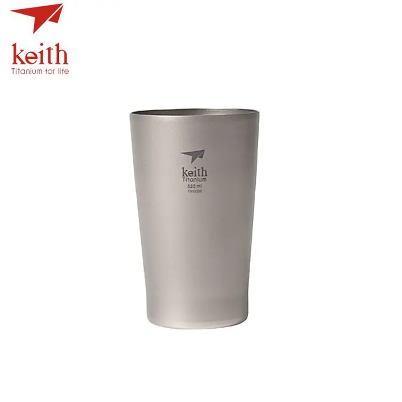Keith Double Wall Titanium Beer Mugs Insulation Drinkware Outdoor Camping Coffee Cups Ultralight Travel Mug 320ml  98g Ti9221