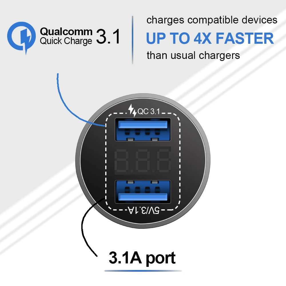 1 шт. Универсальный 3.1A Dual Usb автомобиль переходник для зарядного устройства