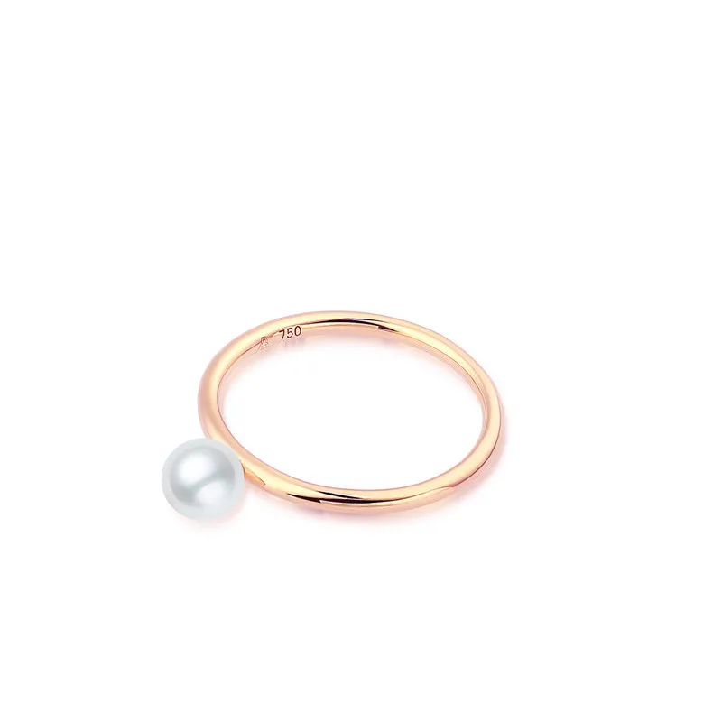 AINUOSHI 18 K кольца из желтого золота натуральный пресноводный жемчуг кольца Au750 розовое золото тонкие свадебные бренды женские обручальные кольца ювелирные изделия