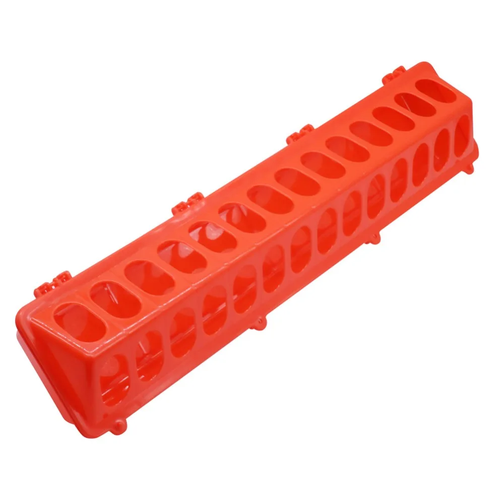 

Promotions 5 Pcs LARGE Pigeon Or Bird Feed Trough 50.5*10.5*7.5cm 14 Round Holes Red Plastic Material Poultry Feeding Equipment